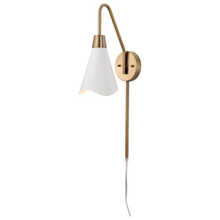Tango One Light Wall Sconce in Matte White / Burnished Brass