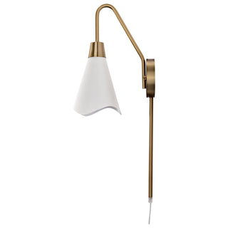 Tango One Light Wall Sconce in Matte White / Burnished Brass