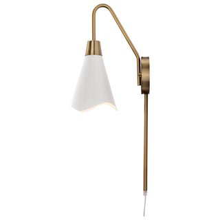 Tango One Light Wall Sconce in Matte White / Burnished Brass