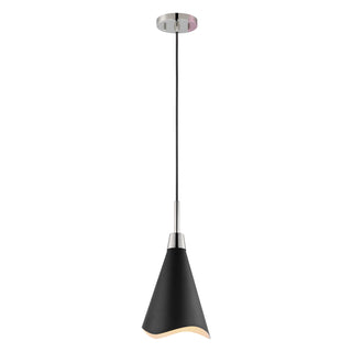 Tango One Light Pendant in Matte Black / Polished Nickel