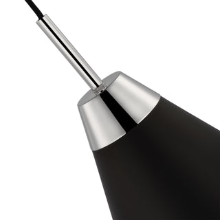 Tango One Light Pendant in Matte Black / Polished Nickel