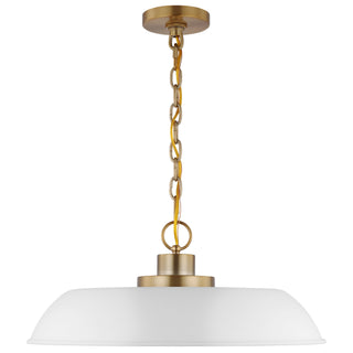 Colony One Light Pendant in Matte White / Burnished Brass