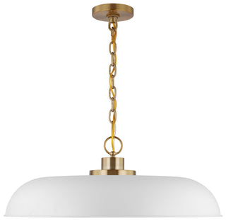 Colony One Light Pendant in Matte White / Burnished Brass
