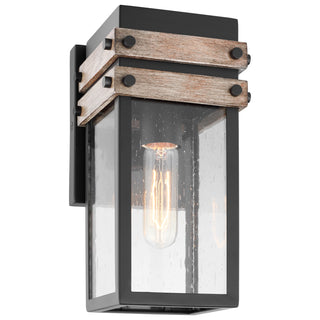 Homestead One Light Wall Lantern in Black / Wood