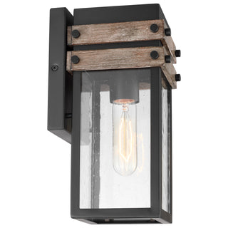 Homestead One Light Wall Lantern in Black / Wood