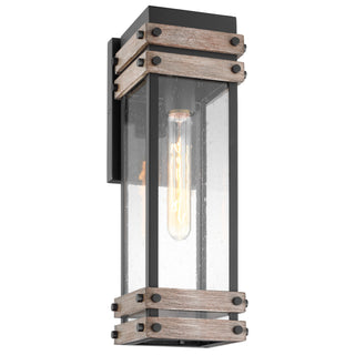 Homestead One Light Wall Lantern in Black / Wood