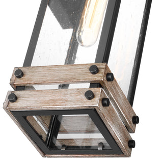 Homestead One Light Wall Lantern in Black / Wood