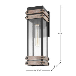 Homestead One Light Wall Lantern in Black / Wood