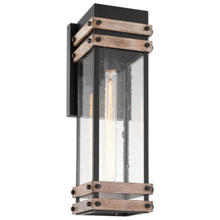 Homestead One Light Wall Lantern in Black / Wood