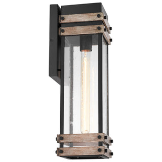 Homestead One Light Wall Lantern in Black / Wood