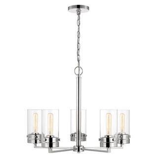 Intersection Five Light Chandelier in Polished Nickel