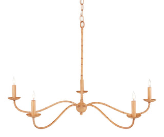 Saxon Five Light Chandelier in Natural/Saddle Tan