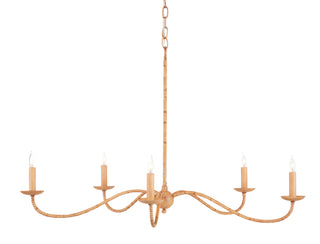 Saxon Five Light Chandelier in Natural/Saddle Tan