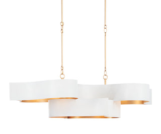 Grand Lotus Six Light Chandelier in Sugar White/Contemporary Gold Leaf