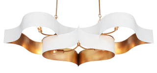 Grand Lotus Six Light Chandelier in Sugar White/Contemporary Gold Leaf