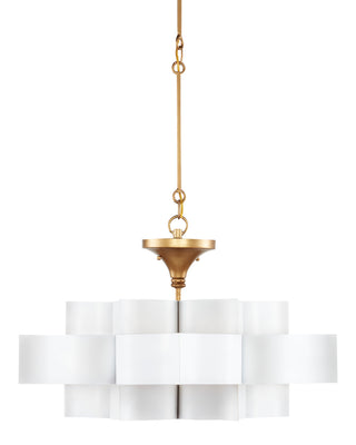 Grand Lotus One Light Chandelier in Sugar White/Contemporary Gold Leaf