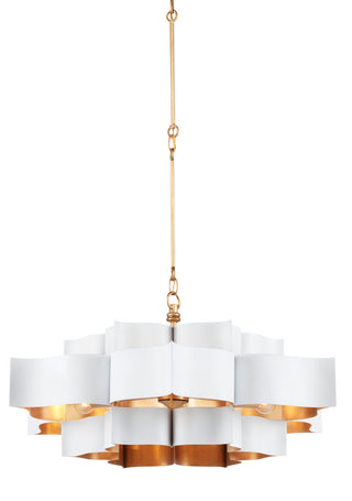 Grand Lotus Six Light Chandelier in Sugar White/Contemporary Gold Leaf