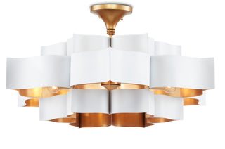 Grand Lotus Six Light Chandelier in Sugar White/Contemporary Gold Leaf
