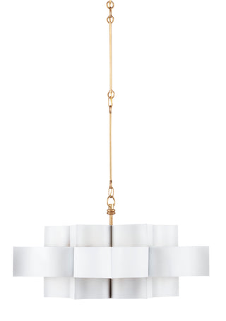 Grand Lotus Six Light Chandelier in Sugar White/Contemporary Gold Leaf
