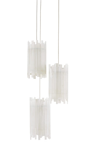 Escenia Three Light Pendant in Frosted White/Silver
