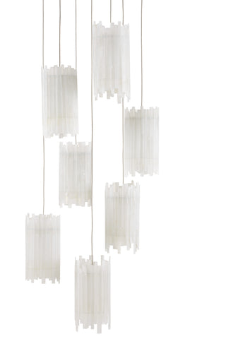 Escenia Seven Light Pendant in Frosted White/Silver