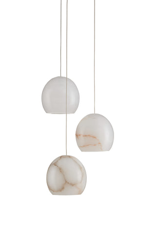 Lazio Three Light Pendant in White/Silver
