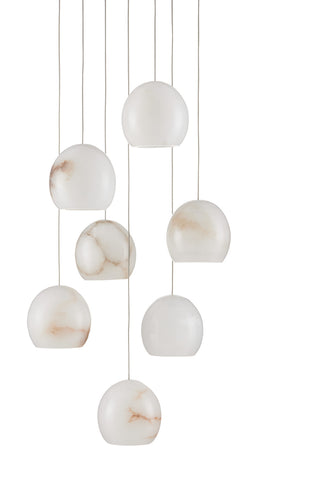 Lazio Seven Light Pendant in White/Silver