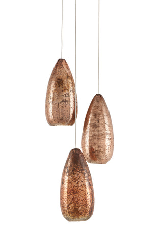 Rame Three Light Pendant in Copper/Silver