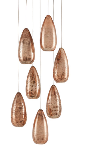 Rame Seven Light Pendant in Copper/Silver