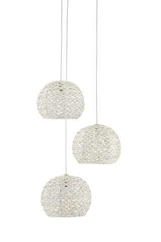 Piero Three Light Pendant in Sugar White/Silver