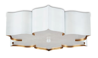 Grand Lotus Two Light Flush Mount in Sugar White/Contemporary Gold/Gaux Alabaster