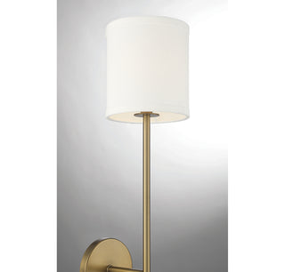 One Light Wall Sconce in Natural Brass with Leather Accent