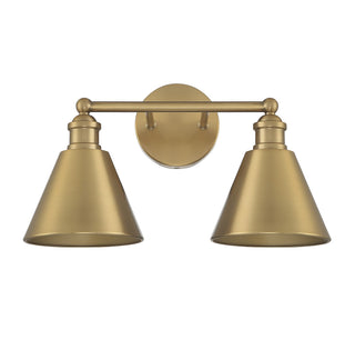 Two Light Bathroom Vanity in Natural Brass