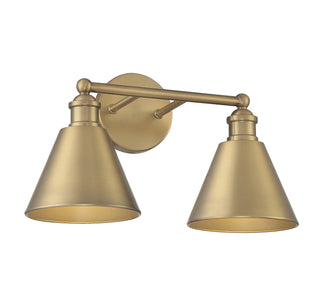 Two Light Bathroom Vanity in Natural Brass