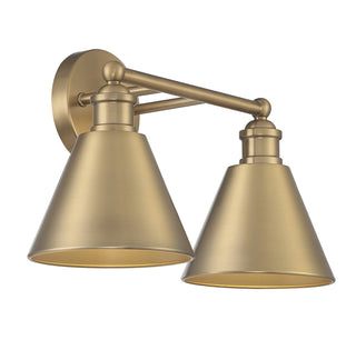 Two Light Bathroom Vanity in Natural Brass