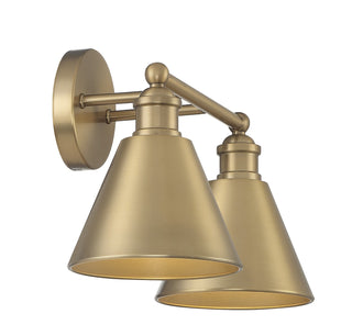 Two Light Bathroom Vanity in Natural Brass