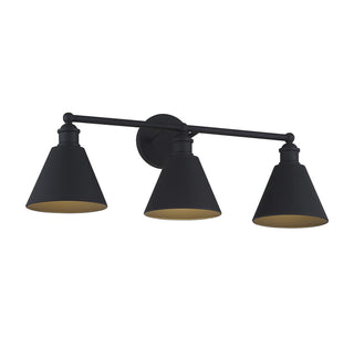 Three Light Bathroom Vanity in Matte Black