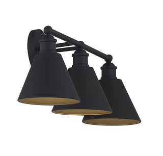 Three Light Bathroom Vanity in Matte Black
