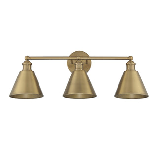 Three Light Bathroom Vanity in Natural Brass