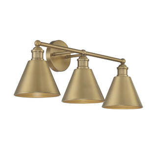Three Light Bathroom Vanity in Natural Brass