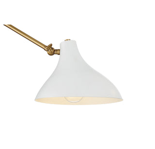 Two Light Wall Sconce in White with Natural Brass