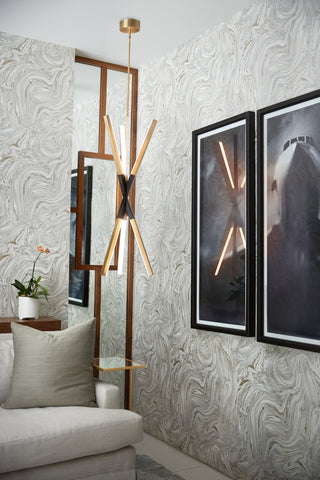 Rae LED Pendant in Lacquered Brass