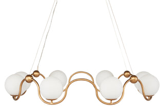 Equilibrium Eight Light Chandelier in Antique Brass/White