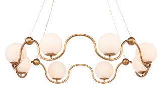 Equilibrium Eight Light Chandelier in Antique Brass/White