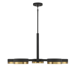 Ashor LED Chandelier in Matte Black with Warm Brass Accents