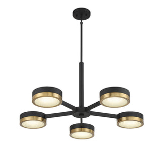 Ashor LED Chandelier in Matte Black with Warm Brass Accents