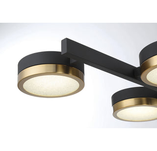 Ashor LED Linear Chandelier in Matte Black with Warm Brass Accents