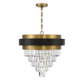 Marquise Four Light Chandelier in Matte Black with Warm Brass Accents