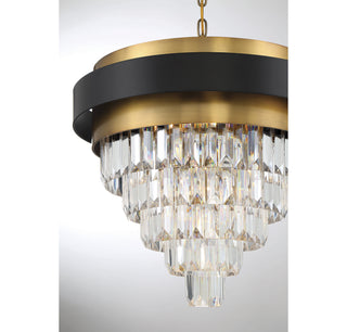 Marquise Four Light Chandelier in Matte Black with Warm Brass Accents