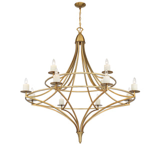 Director 12 Light Chandelier in Warm Brass